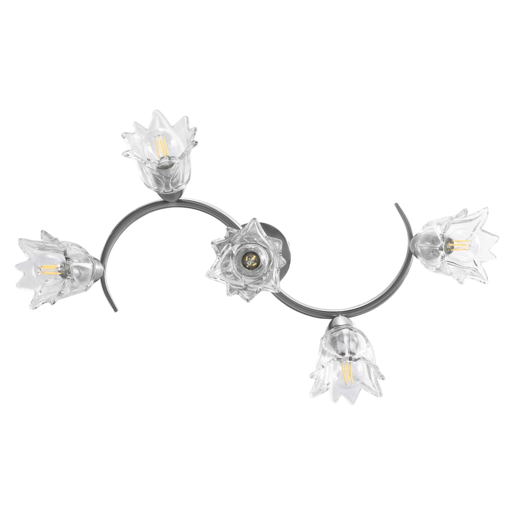 Ceiling Lamp with Transparent Glass Shades for 5 E14 Bulbs Tulip