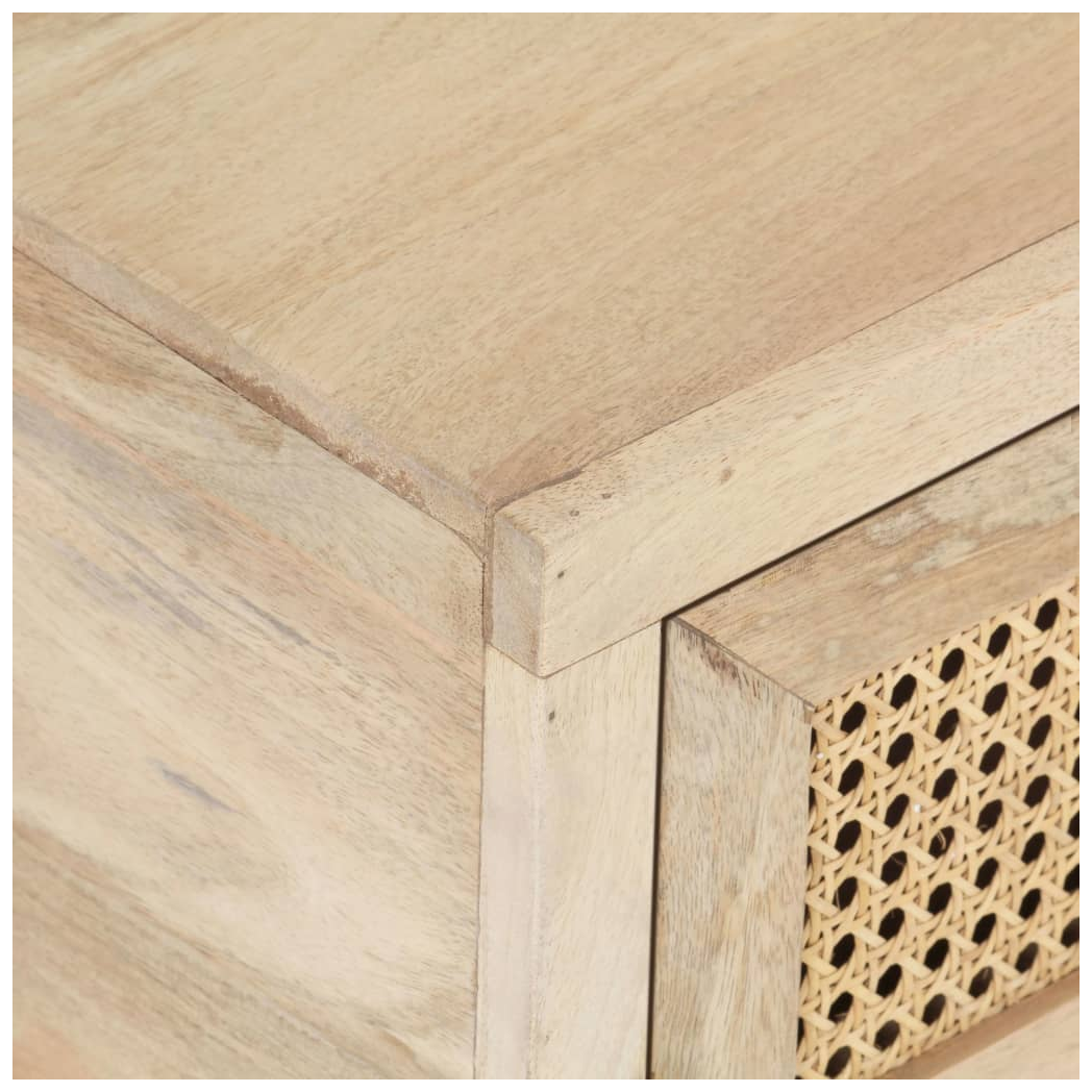 Coffee Table 90x50x37 cm Solid Mango Wood and Natural Cane