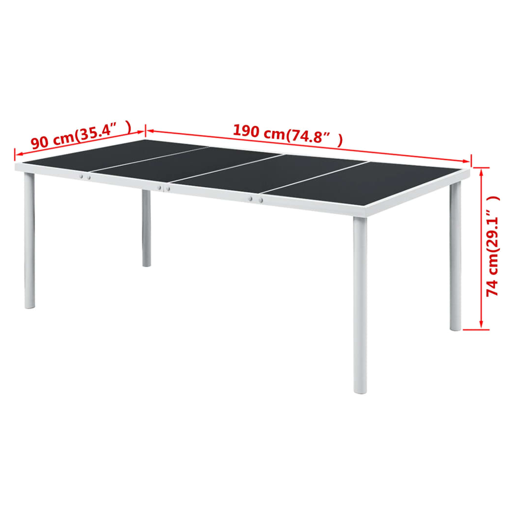 Garden Table 190x90x74 cm Black Steel