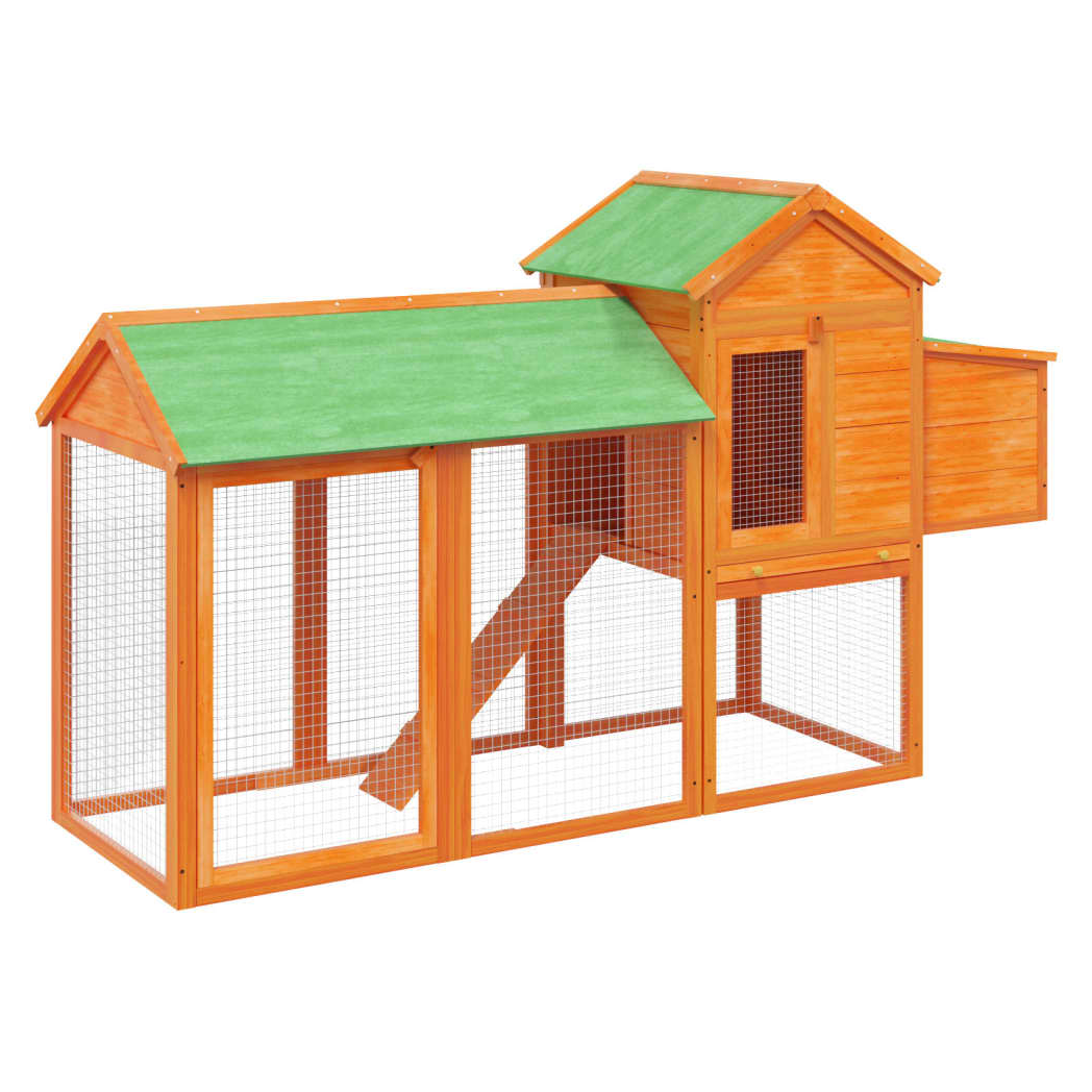 Chicken Coop Brown 193x65x117 cm Solid Wood Pine