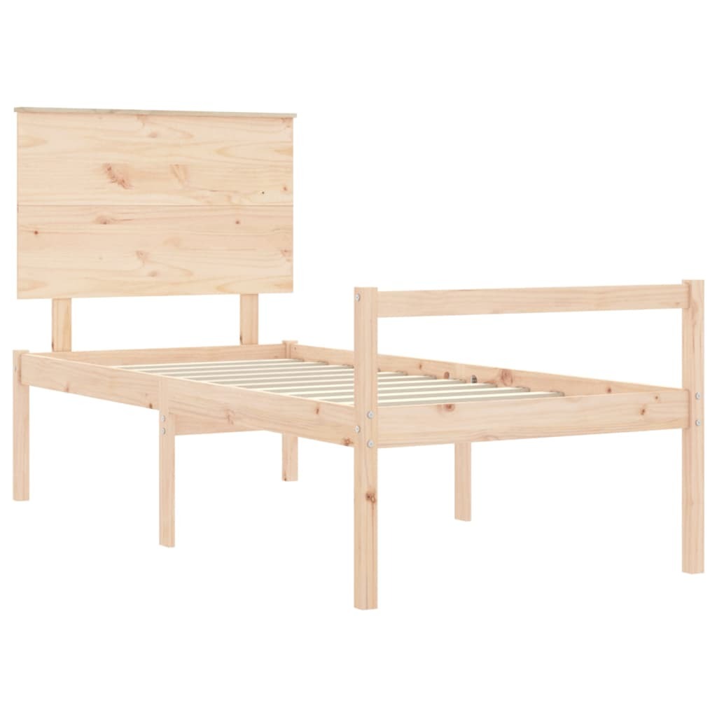 Bed Frame with Headboard 100x200 cm Solid Wood