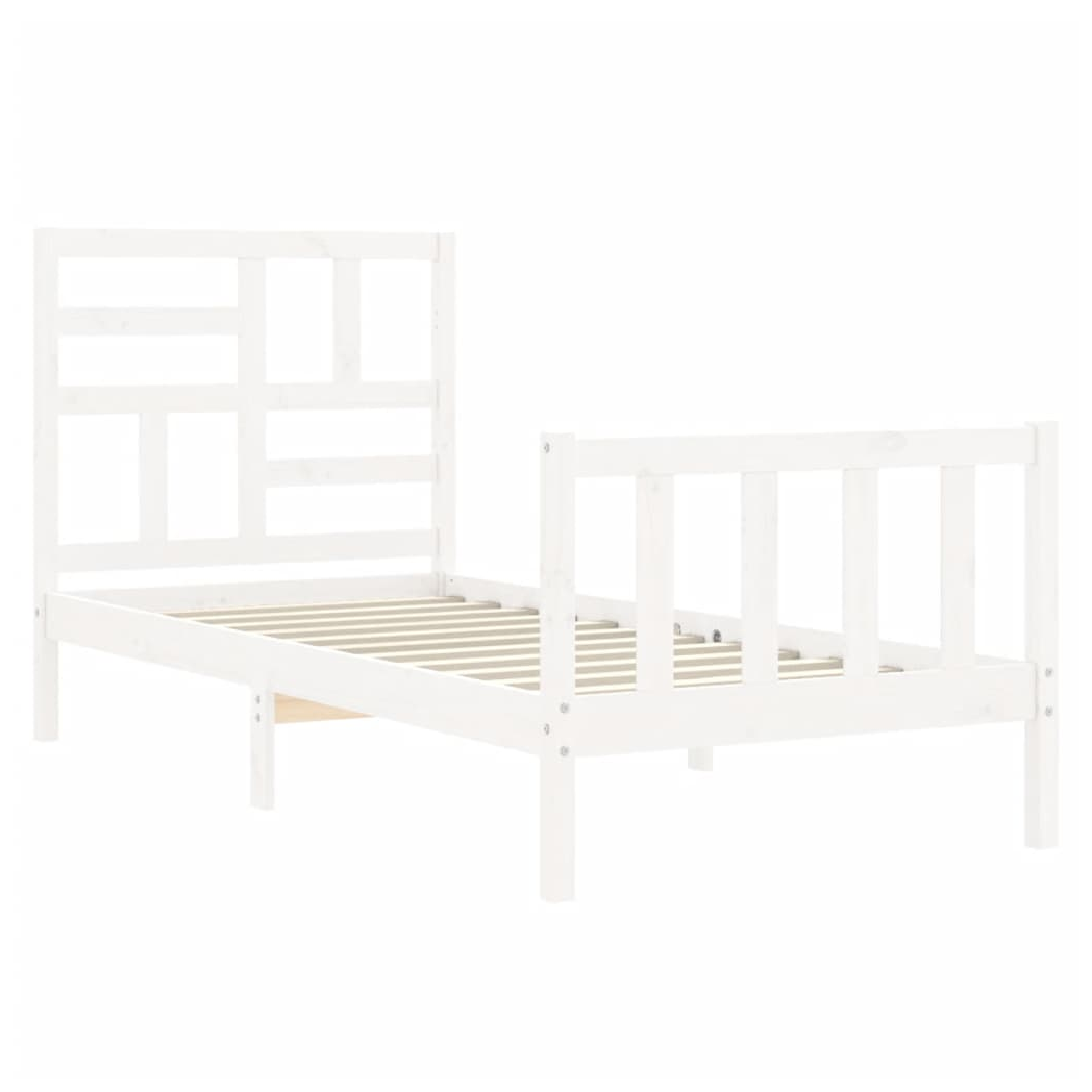 Bed Frame with Headboard White 90x200 cm Solid Wood