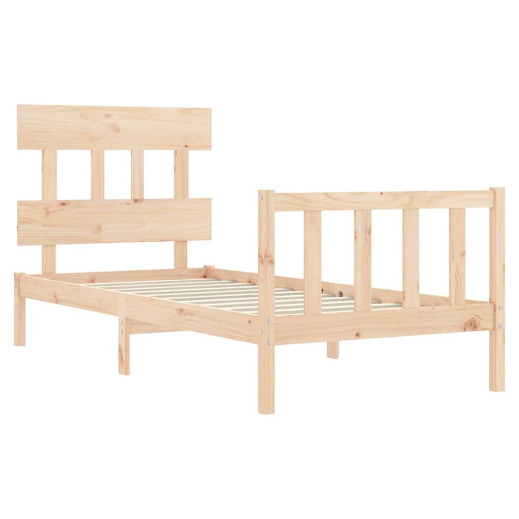 Bed Frame with Headboard 90x200 cm Solid Wood