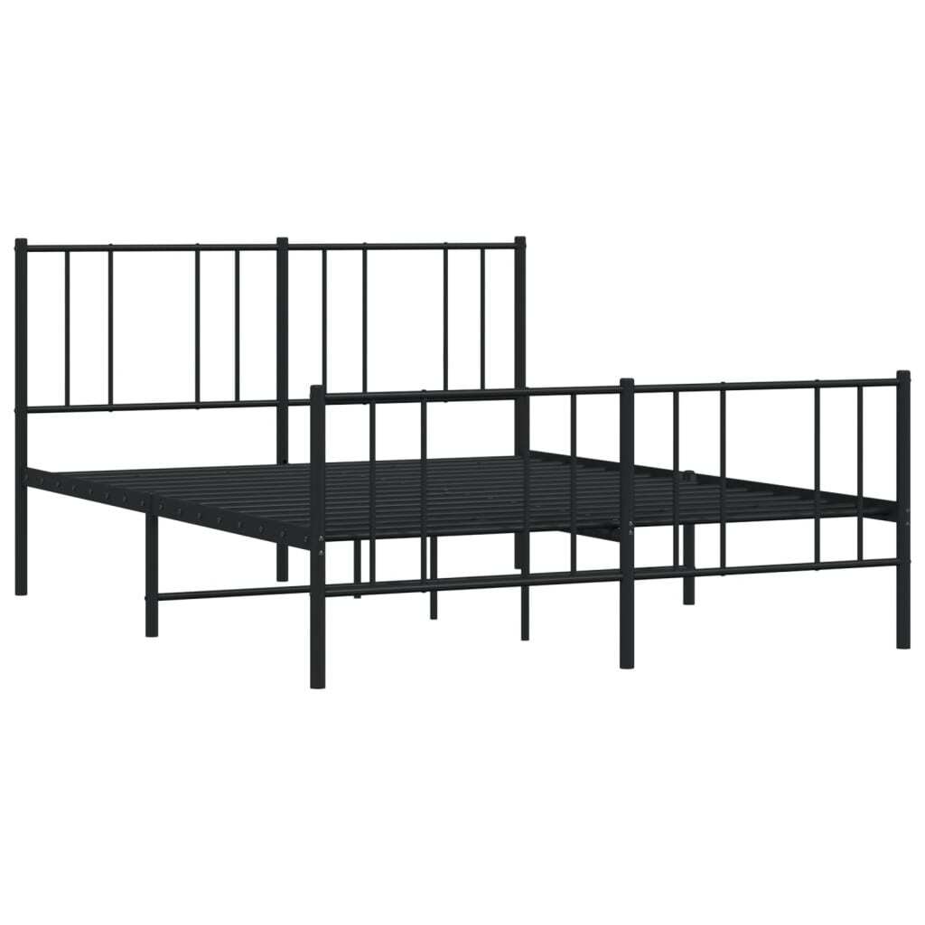 Metal Bed Frame with Headboard and Footboard Black 140x190 cm
