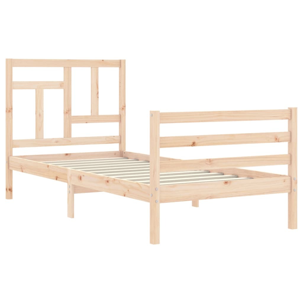 Bed Frame with Headboard 90x200 cm Solid Wood