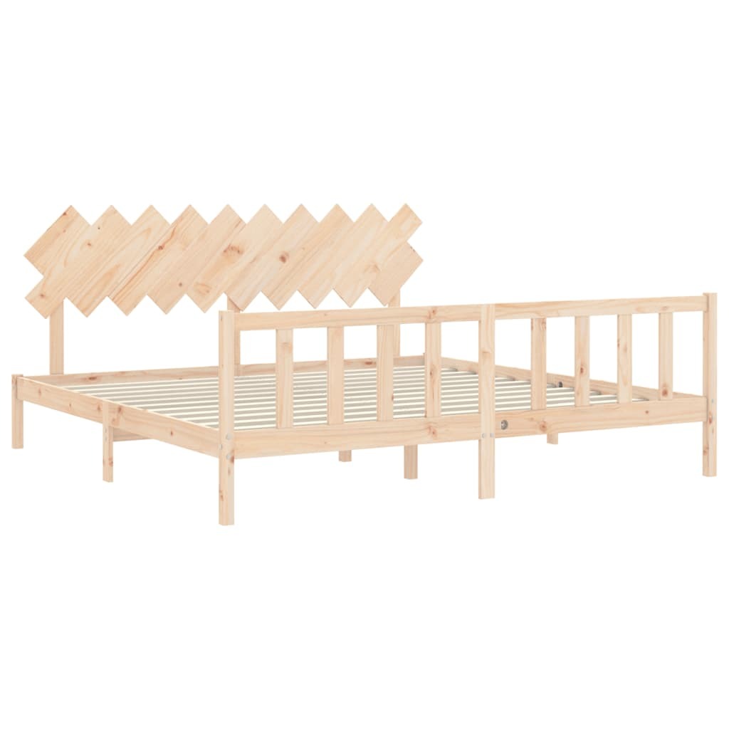 Bed Frame with Headboard 200x200 cm Solid Wood