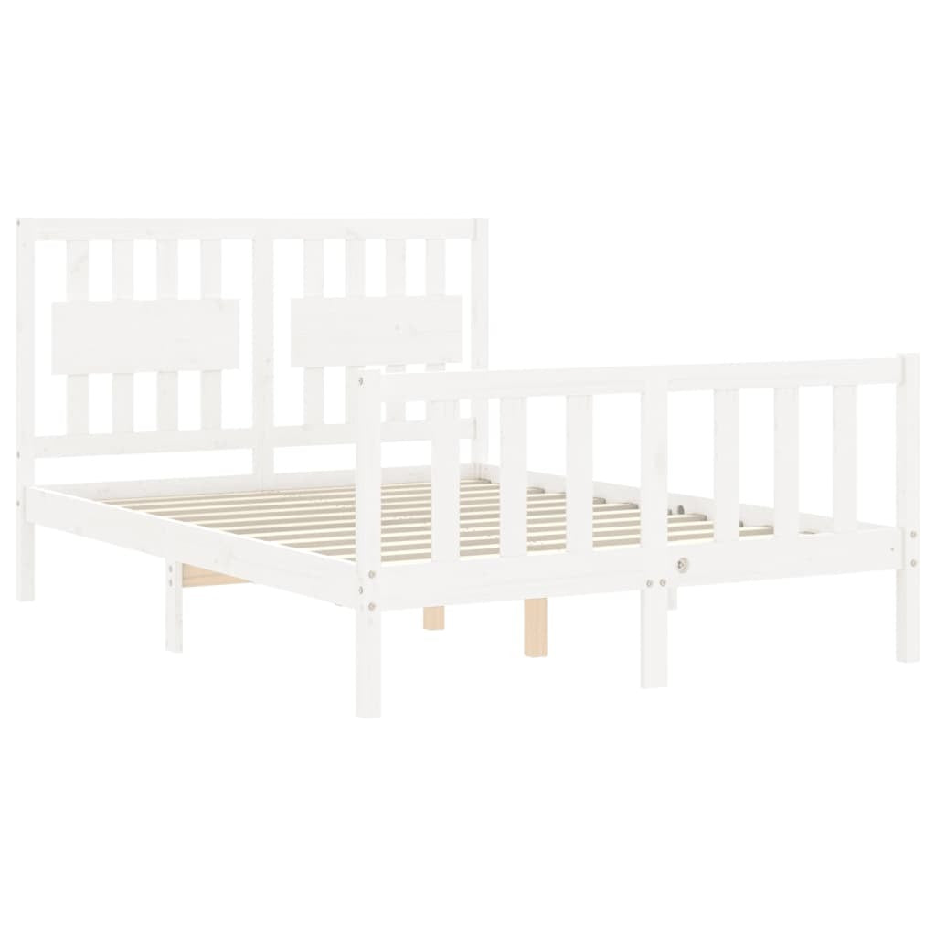 Bed Frame with Headboard White 140x190 cm Solid Wood