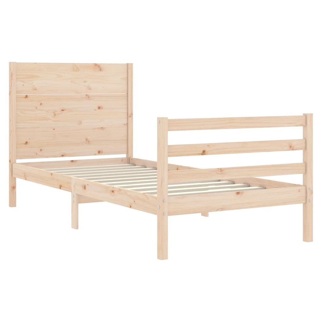 Bed Frame with Headboard 100x200 cm Solid Wood