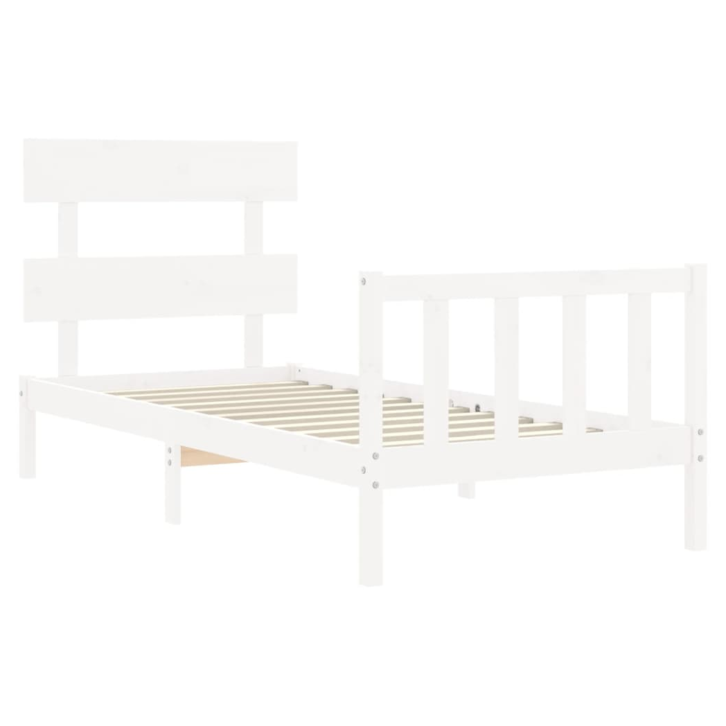 Bed Frame with Headboard White 90x200 cm Solid Wood