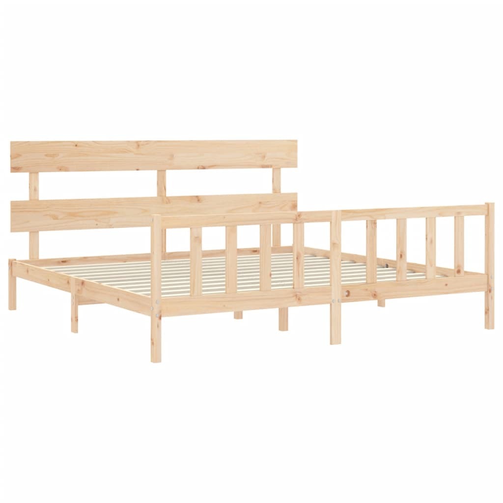 Bed Frame with Headboard 200x200 cm Solid Wood