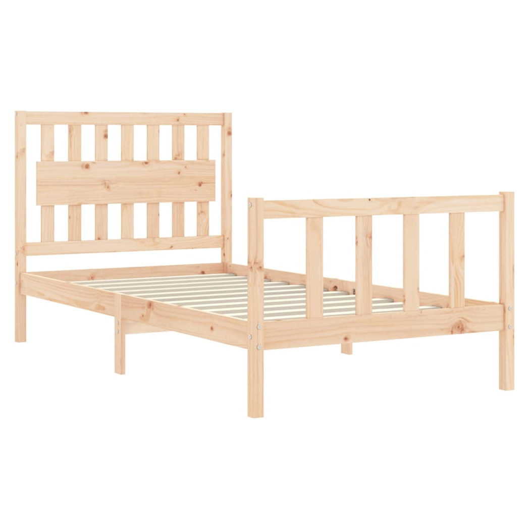 Bed Frame with Headboard 100x200 cm Solid Wood