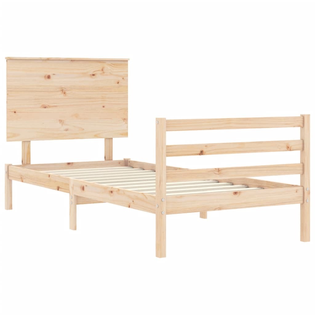Bed Frame with Headboard 100x200 cm Solid Wood