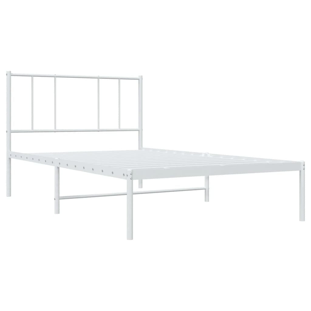 Metal Bed Frame with Headboard White 90x190 cm Single
