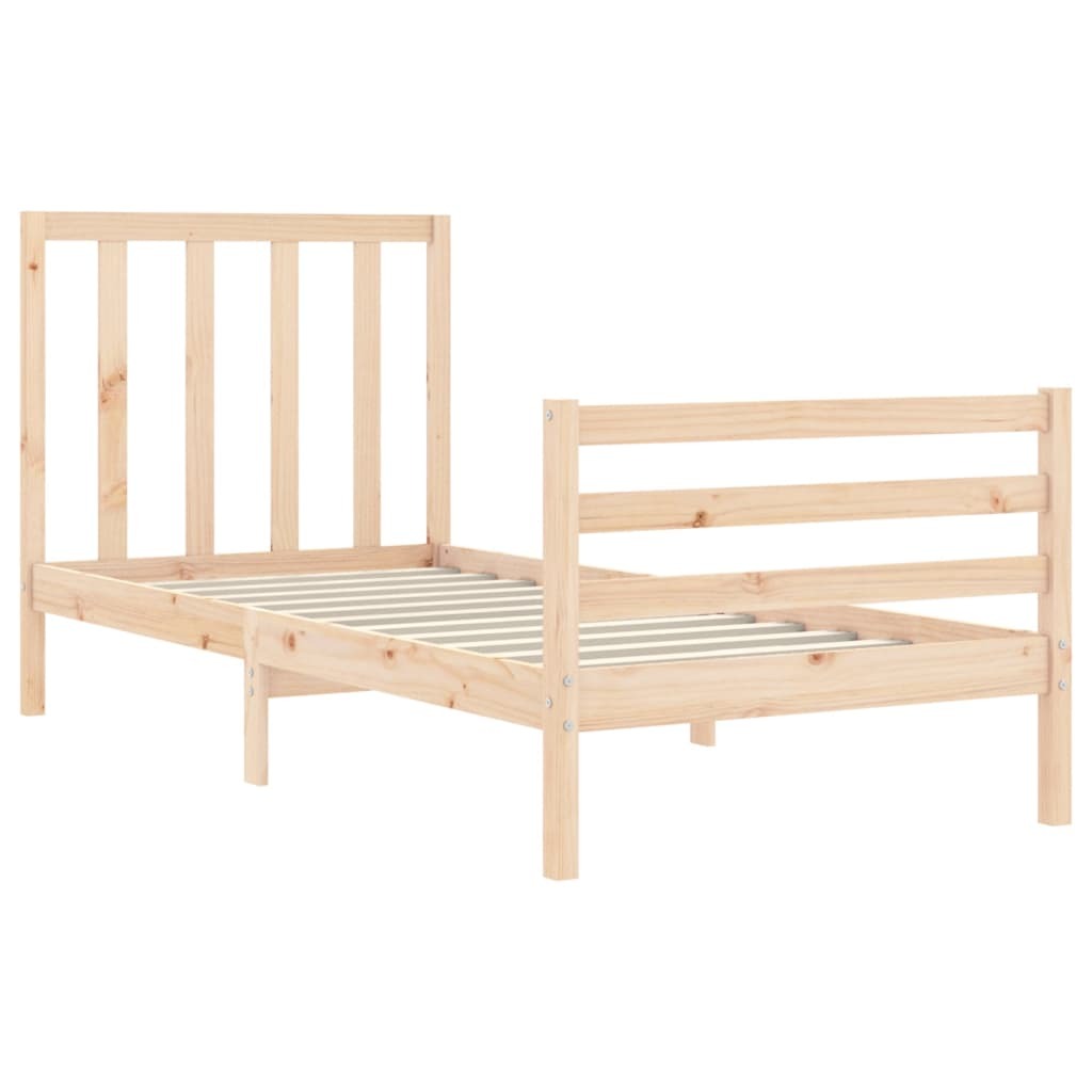 Bed Frame with Headboard Small Single Solid Wood
