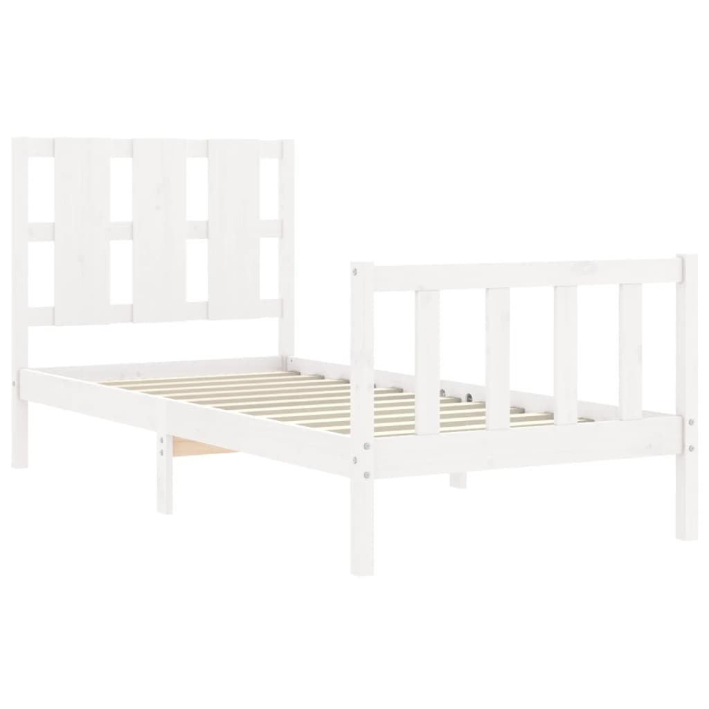 Bed Frame with Headboard White 100x200 cm Solid Wood