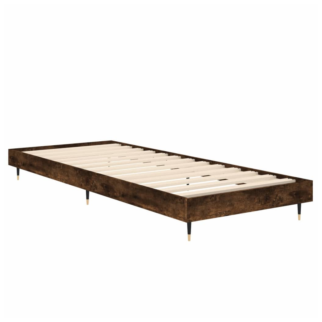 Bed Frame Smoked Oak 75x190 cm Small Single Engineered Wood