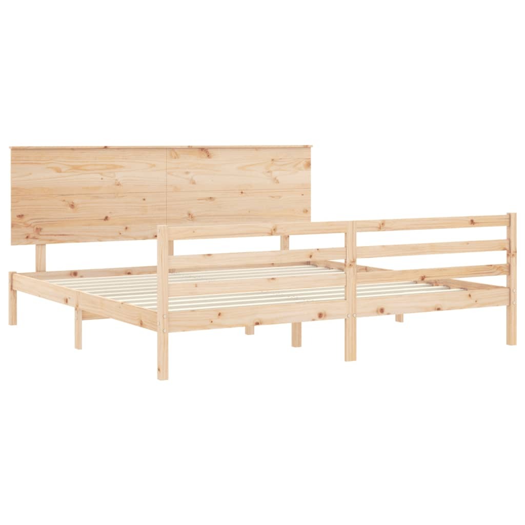 Bed Frame with Headboard 200x200 cm Solid Wood