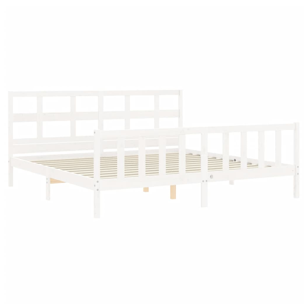 Bed Frame with Headboard White 200x200 cm Solid Wood