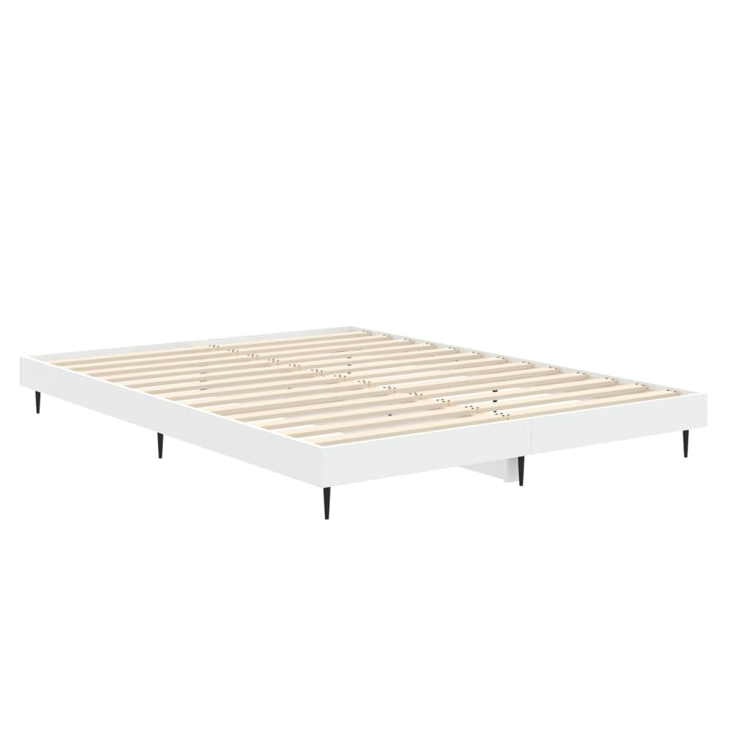 Bed Frame White 135x190 cm Double Engineered Wood