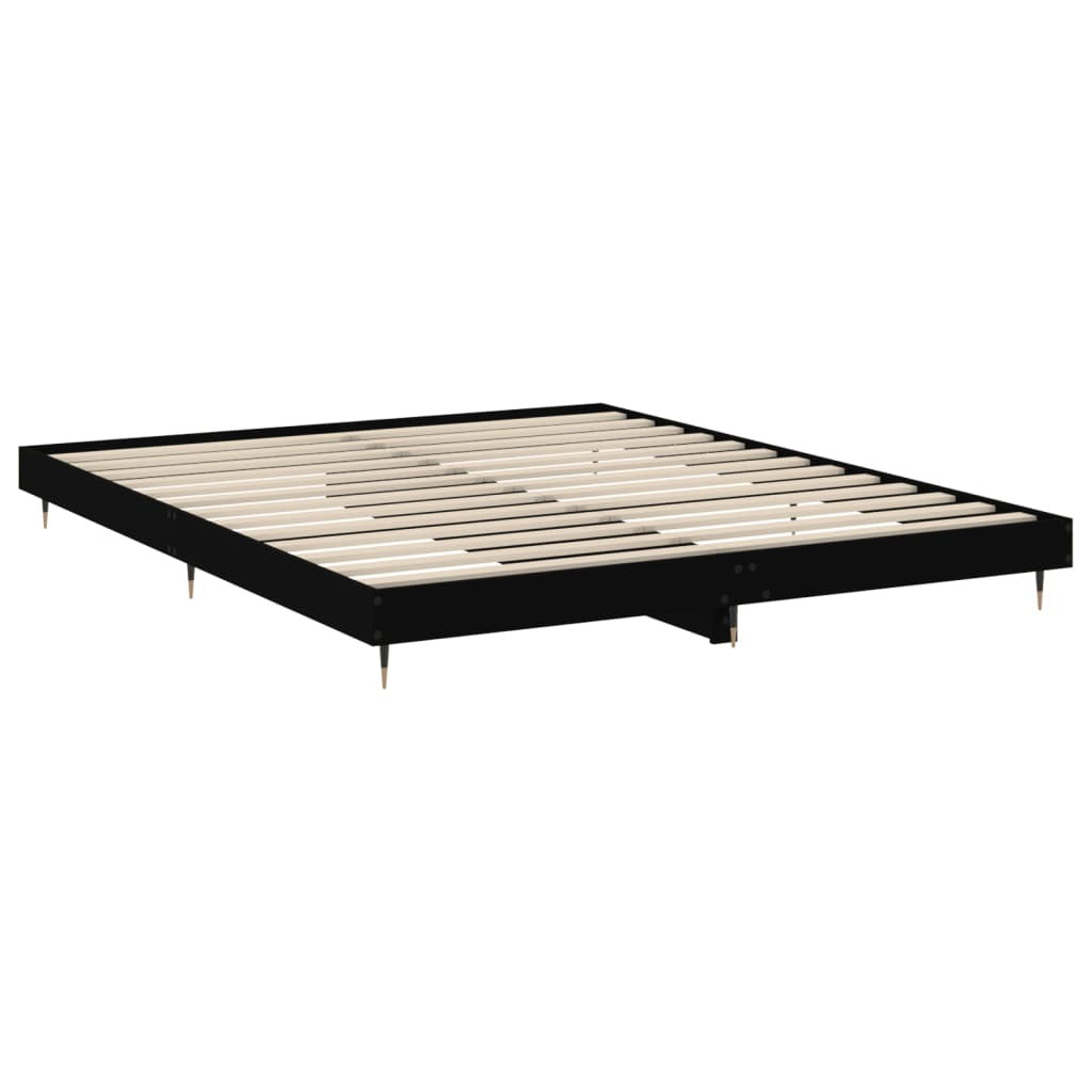 Bed Frame Black 200x200 cm Engineered Wood
