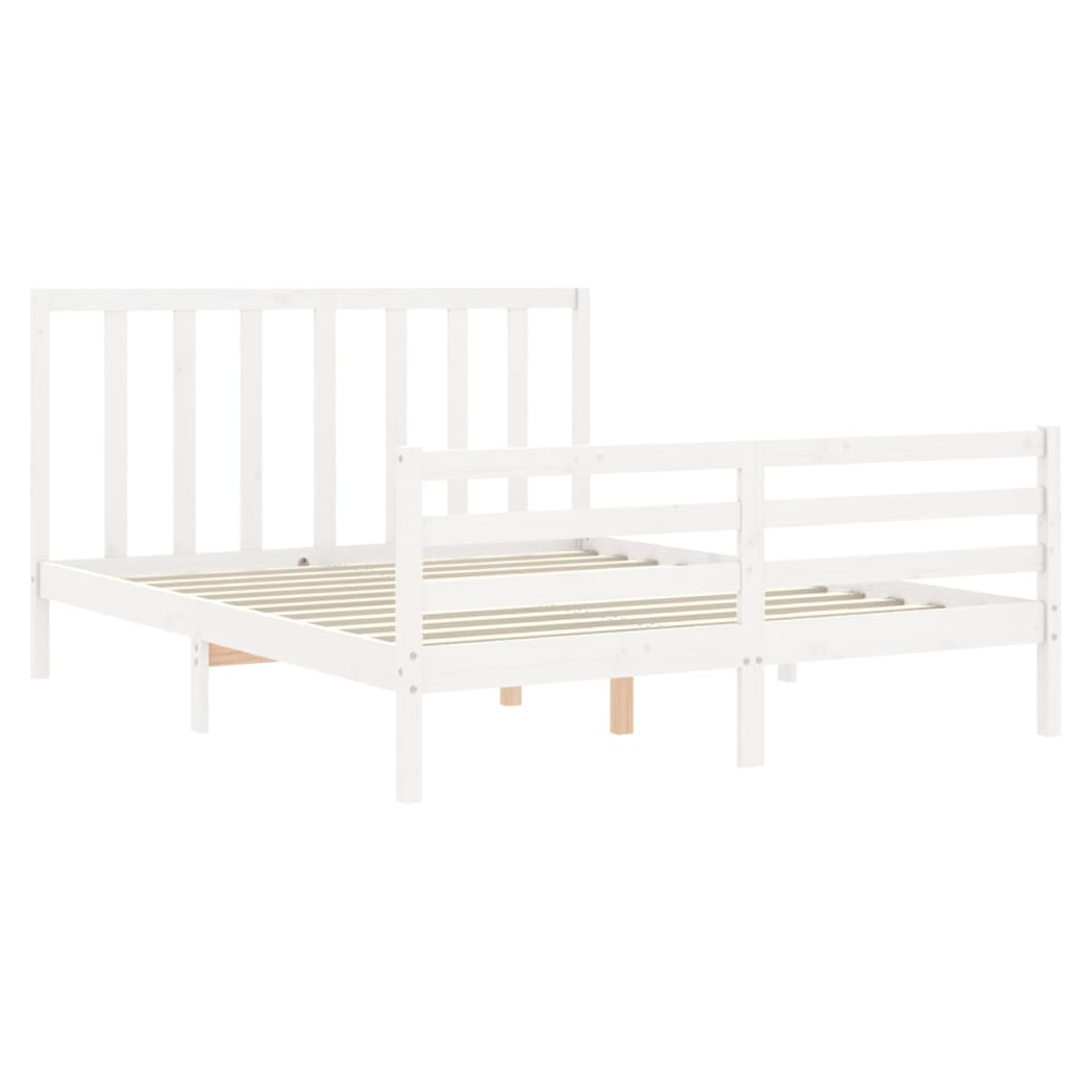 Bed Frame with Headboard White 160x200 cm Solid Wood