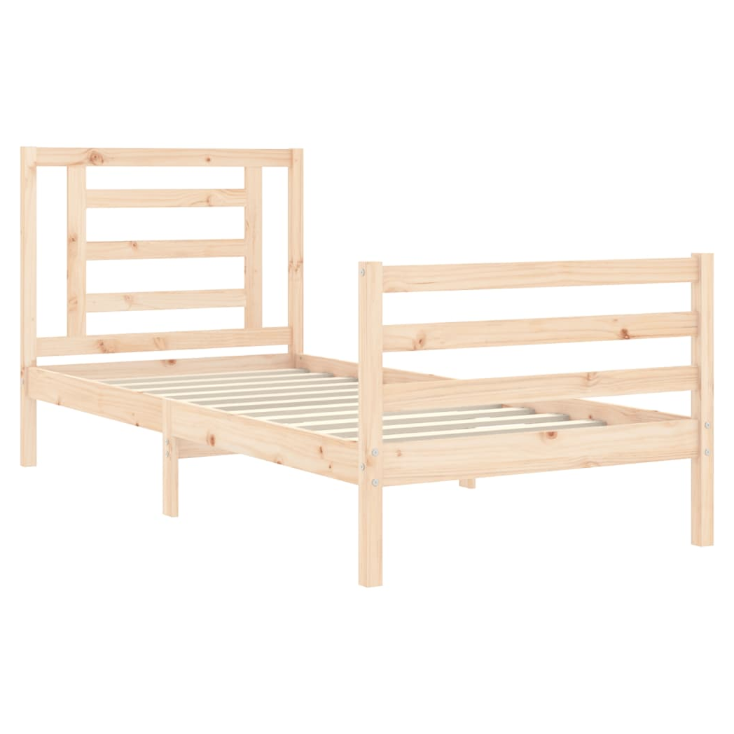 Bed Frame with Headboard 90x200 cm Solid Wood