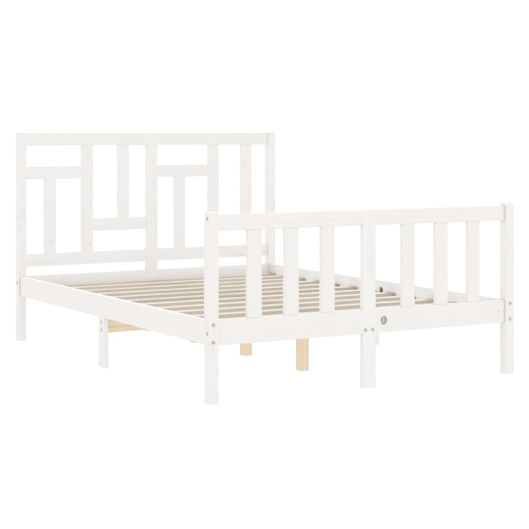 Bed Frame with Headboard White 140x200 cm Solid Wood