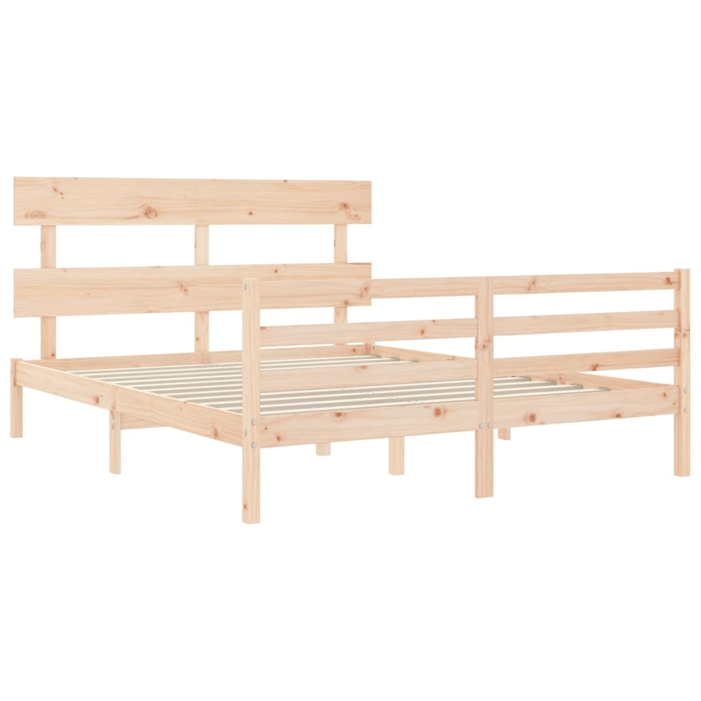 Bed Frame with Headboard 160x200 cm Solid Wood