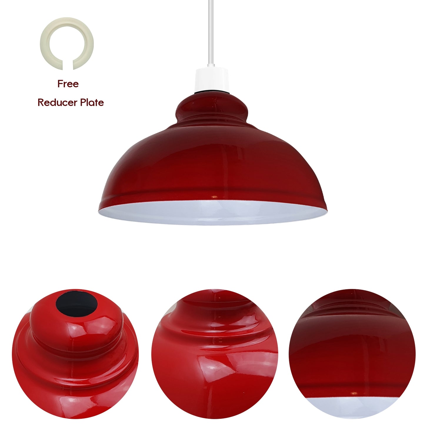 3 Pack Modern Industrial Easy Fit Burgundy Curvy Lamp Shaped Metal Light Shade for Wall Lamp and Table Lamp