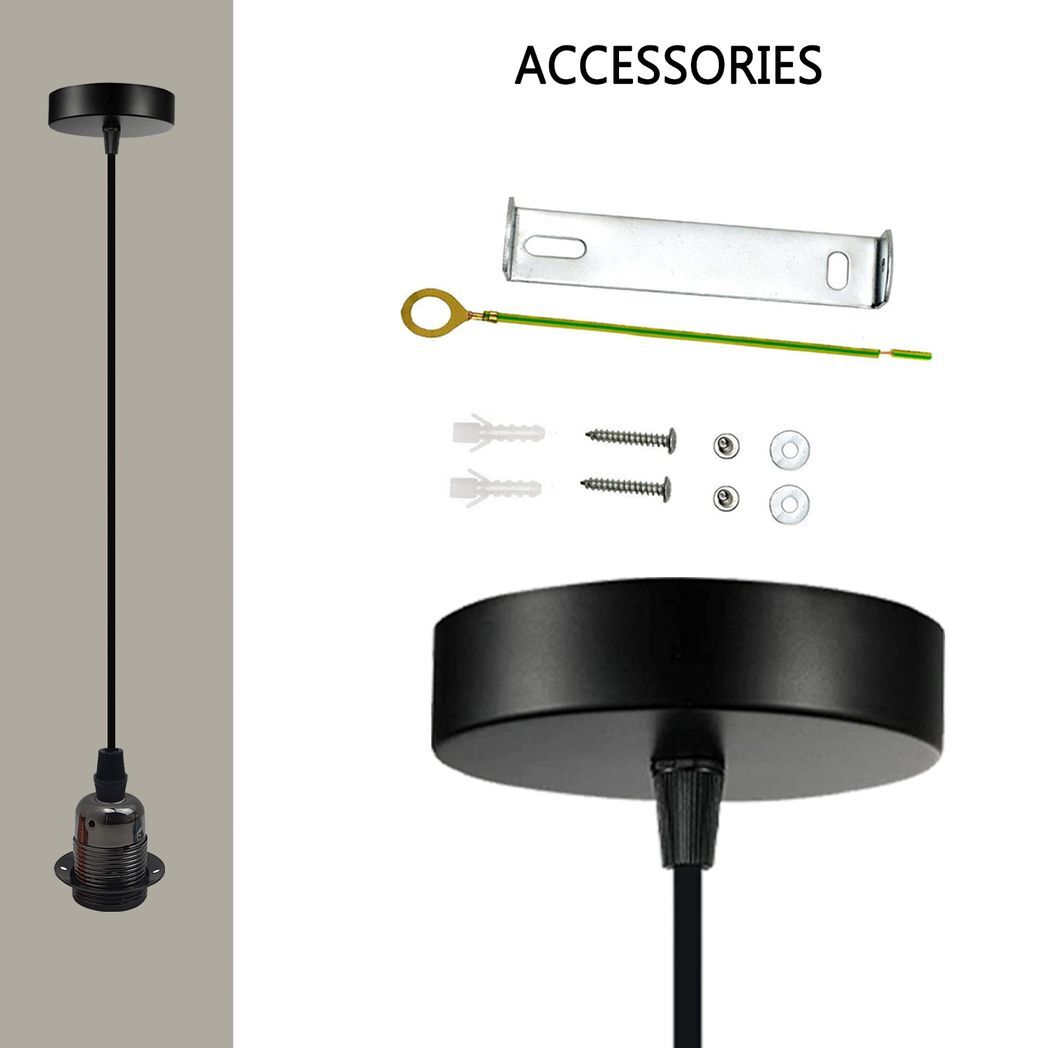 Vintage Industrial Black Pendant Light Fitting, lampshade Holder Fitting Set with 2m Cable.