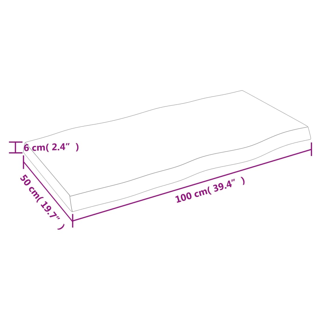 Table Top 100x50x(2-6) cm Untreated Solid Wood Live Edge