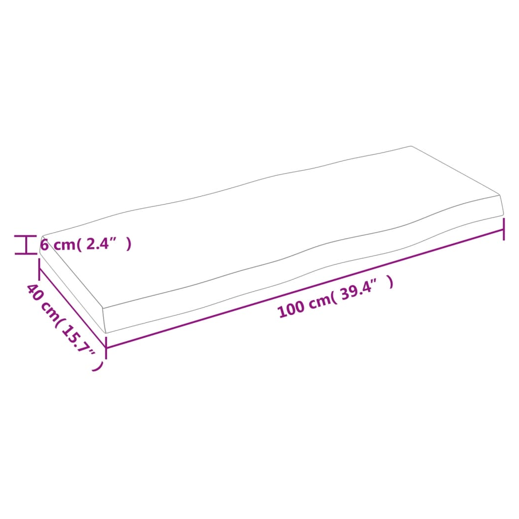 Table Top 100x40x(2-6) cm Untreated Solid Wood Live Edge