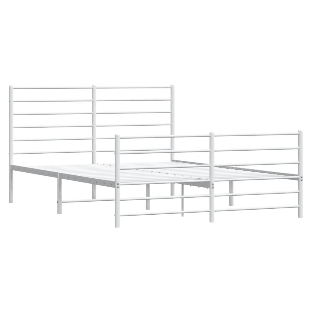 Metal Bed Frame with Headboard and Footboard White 150x200 cm King Size