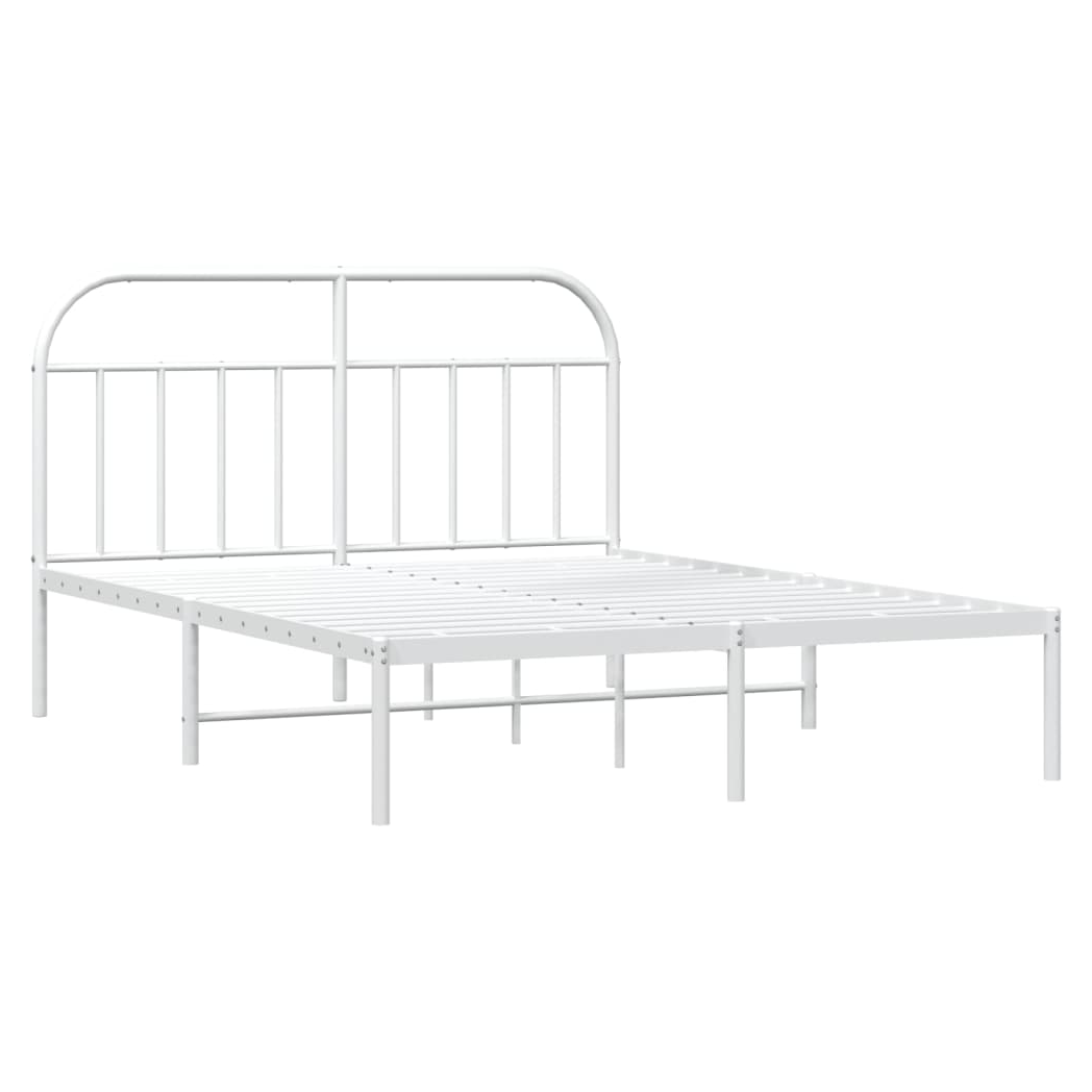 Metal Bed Frame with Headboard White 140x200 cm