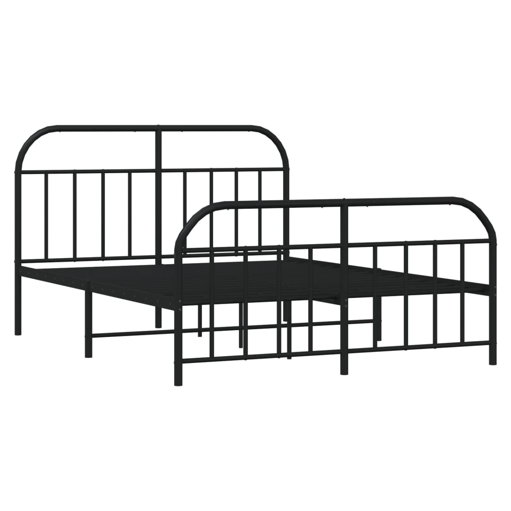 Metal Bed Frame with Headboard and Footboard Black 183x213 cm