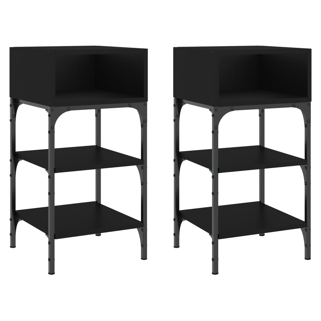Bedside Tables 2 pcs Black 35x34.5x70 cm Engineered Wood