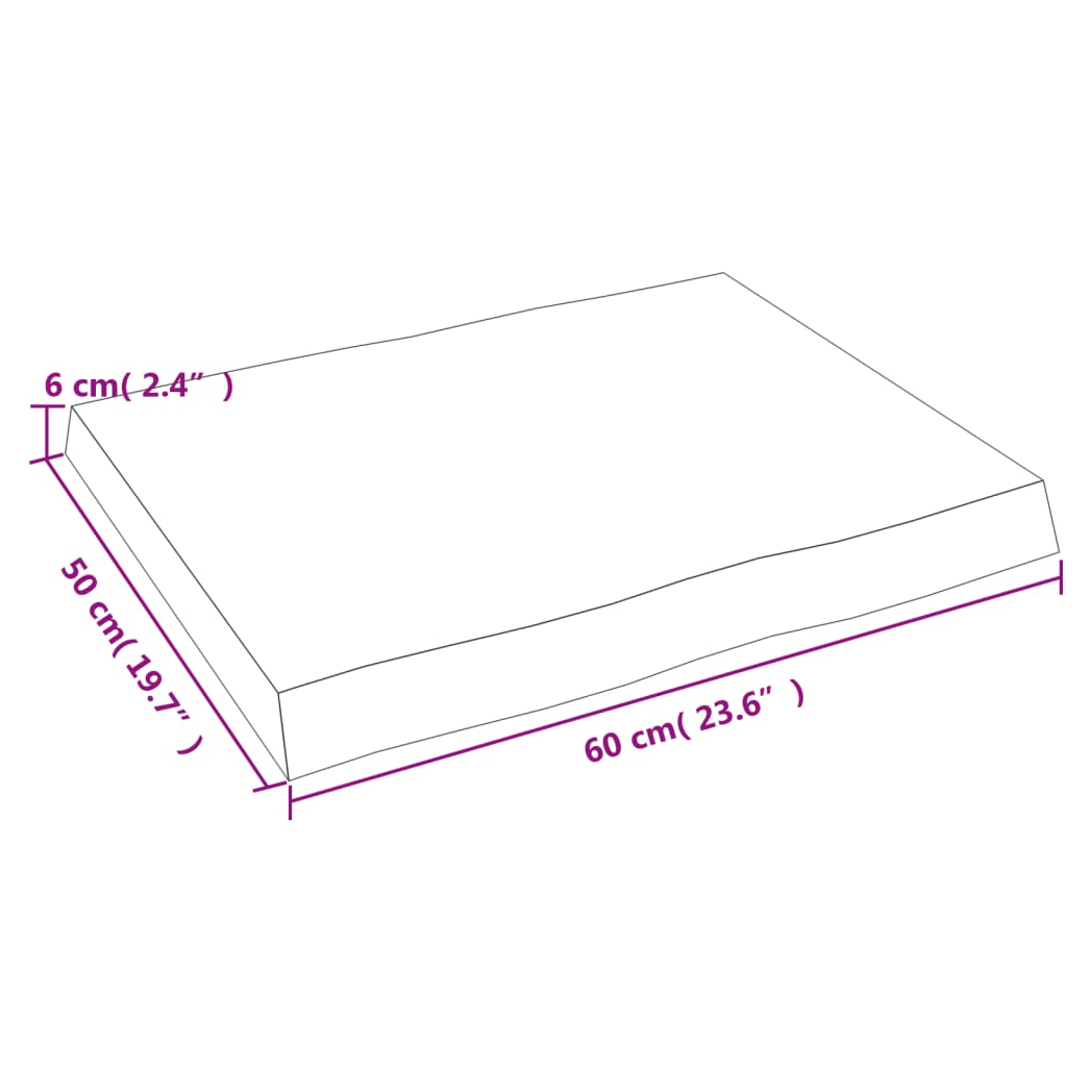 Table Top Dark Brown 60x50x(2-6) cm Treated Solid Wood Live Edge