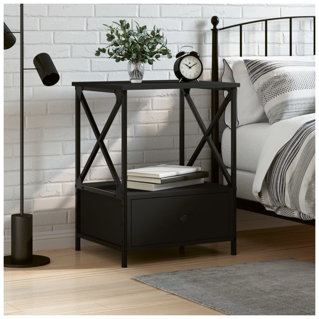 Bedside Table Black 50x41x65 cm Engineered Wood