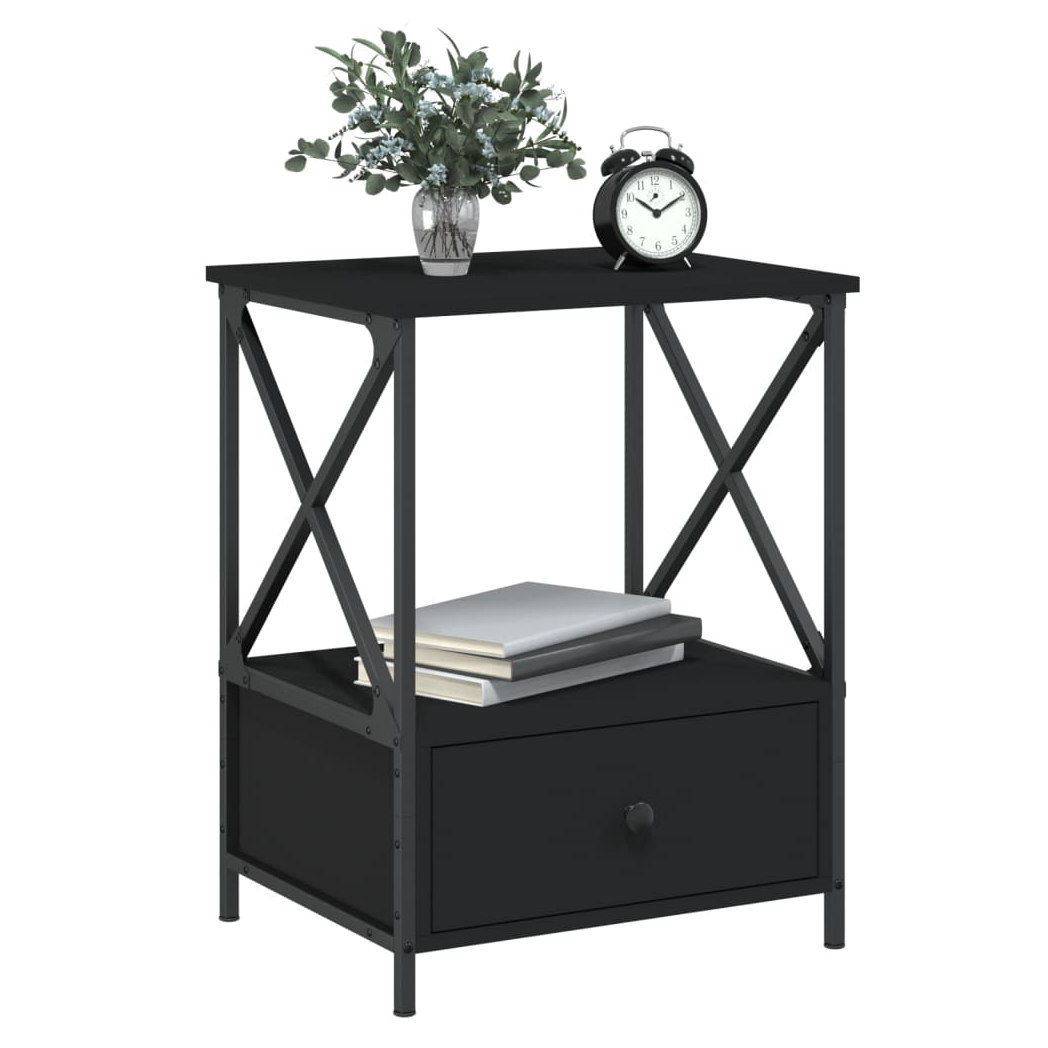 Bedside Table Black 50x41x65 cm Engineered Wood