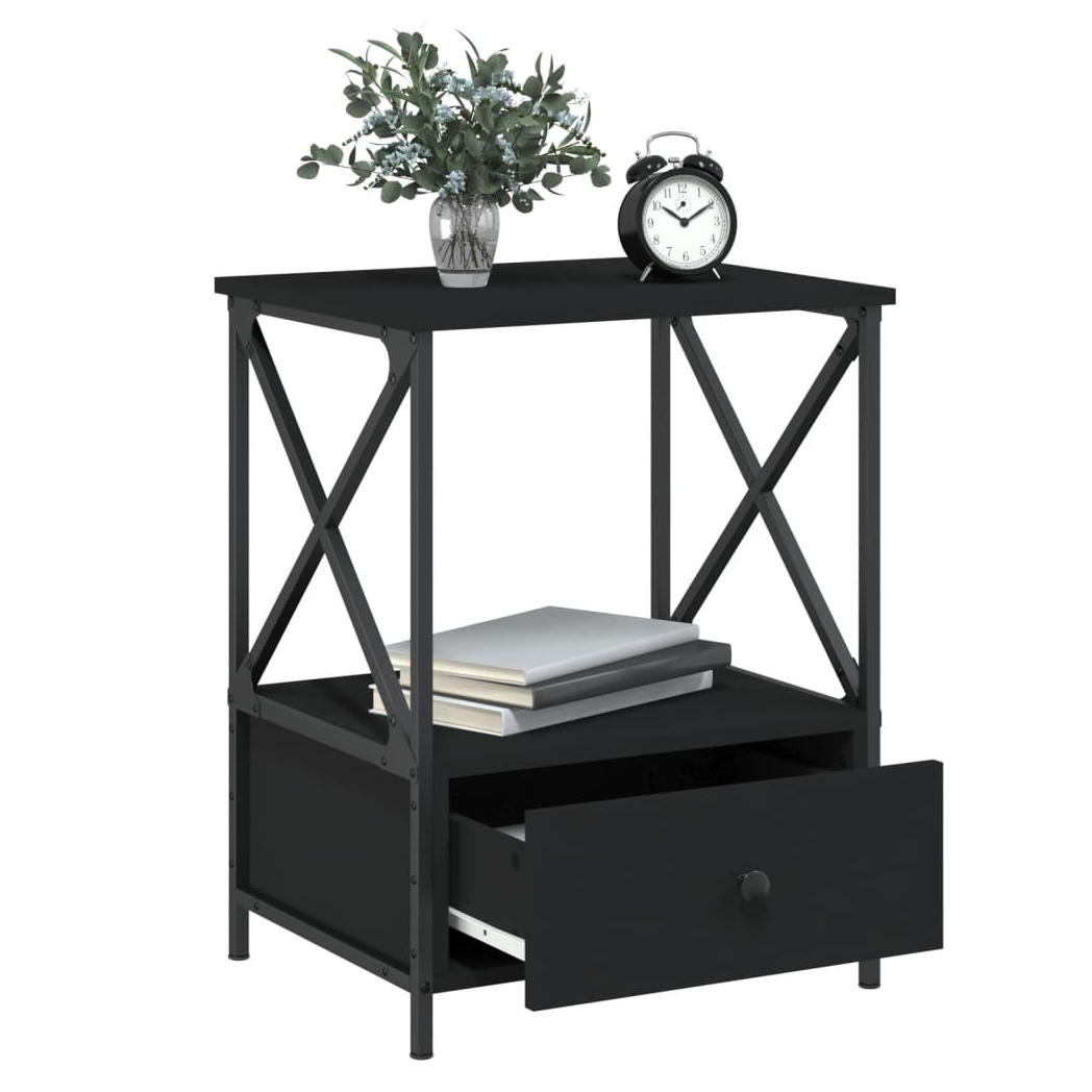 Bedside Table Black 50x41x65 cm Engineered Wood