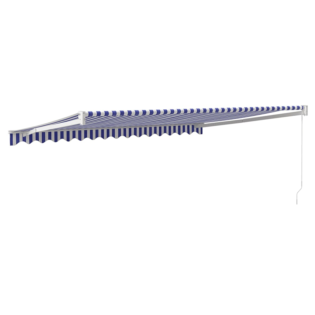 Retractable Awning Blue and White 4.5x3 m Fabric and Aluminium