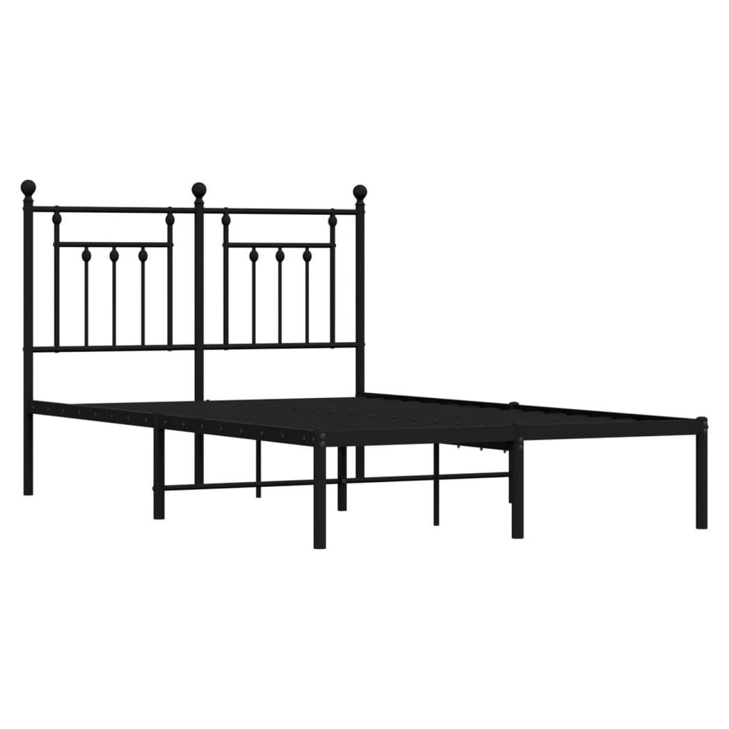 Metal Bed Frame with Headboard Black 120x200 cm