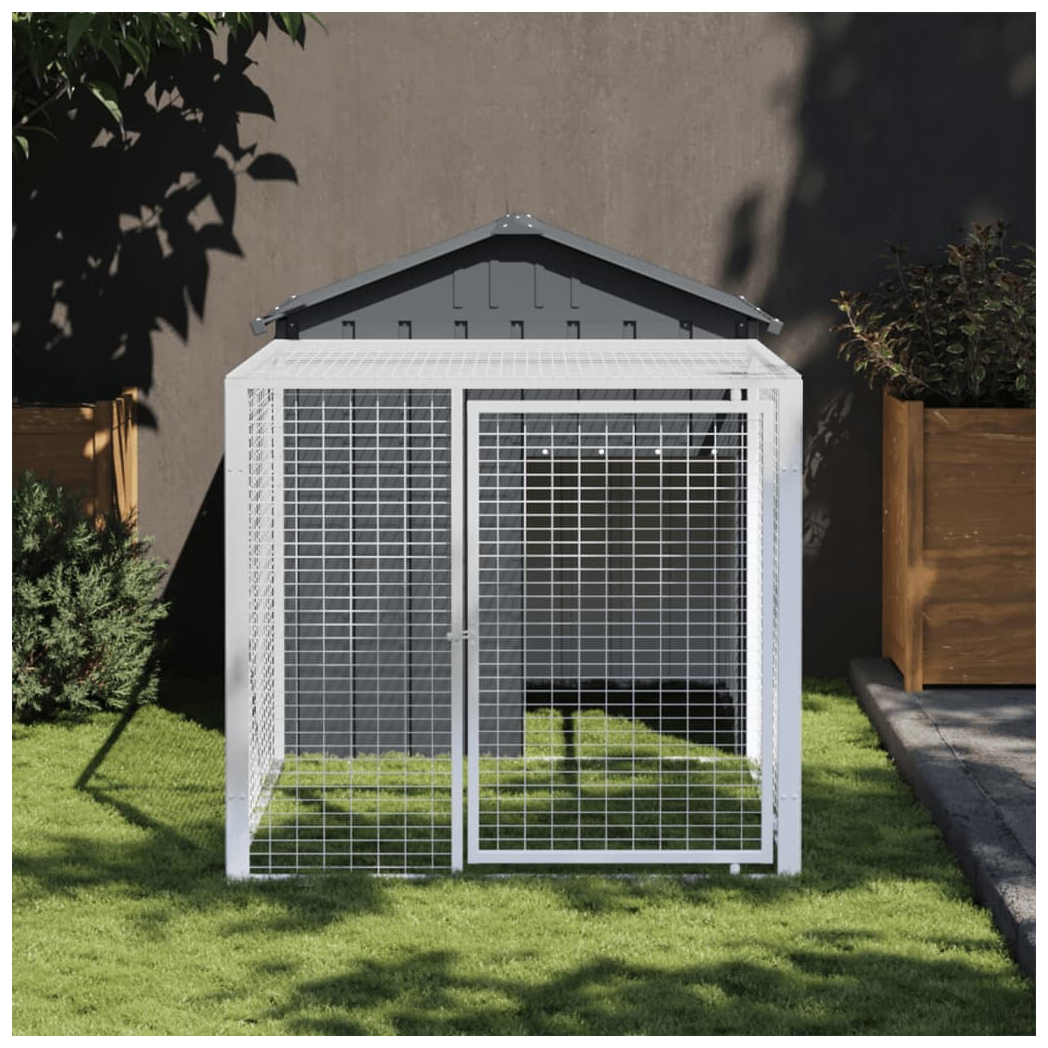 Chicken Cage with Run Anthracite 117x201x123 cm Galvanised Steel