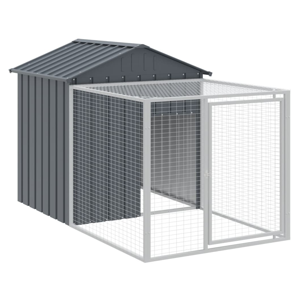 Chicken Cage with Run Anthracite 117x201x123 cm Galvanised Steel