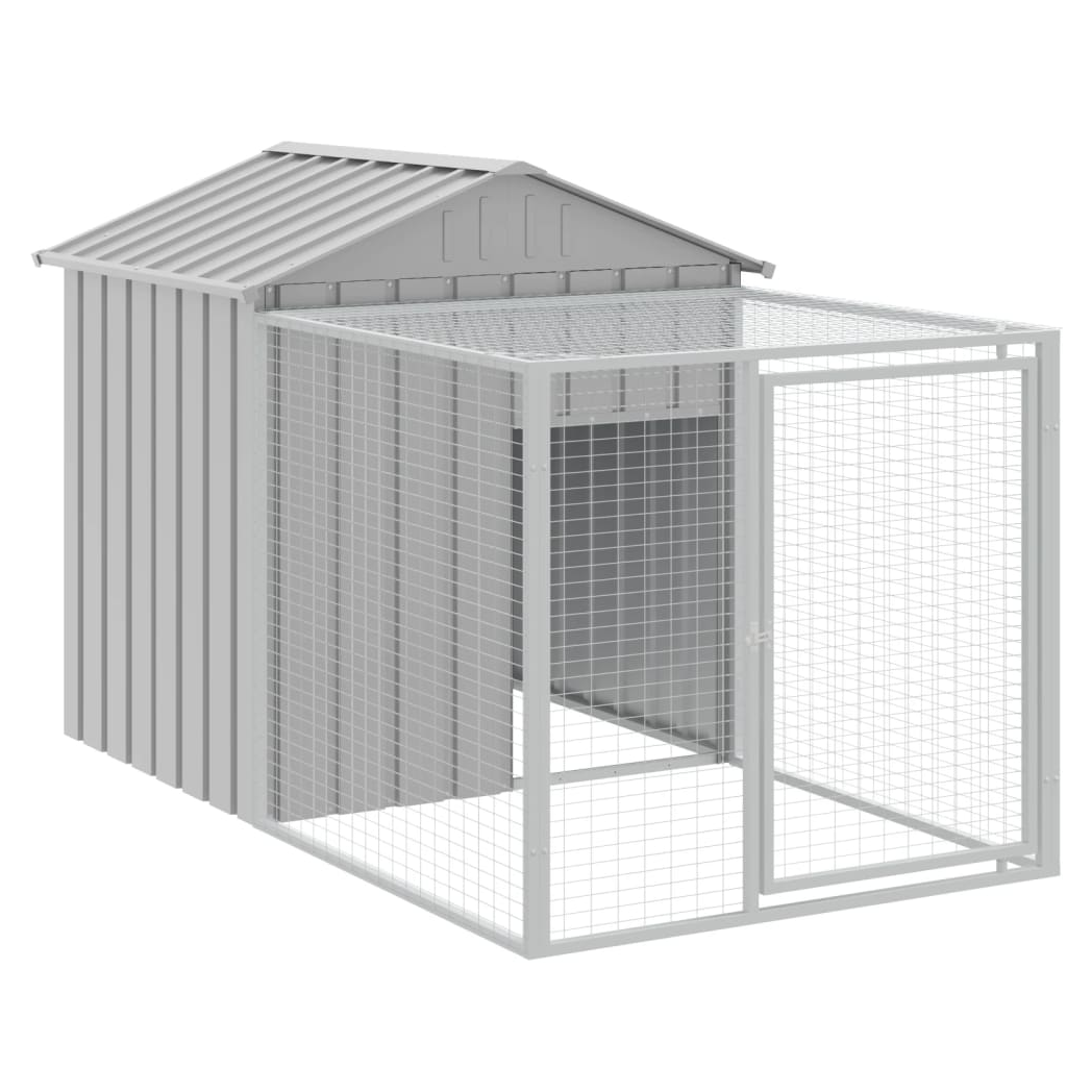 Chicken Cage with Run Light Grey 117x201x123 cm Galvanised Steel