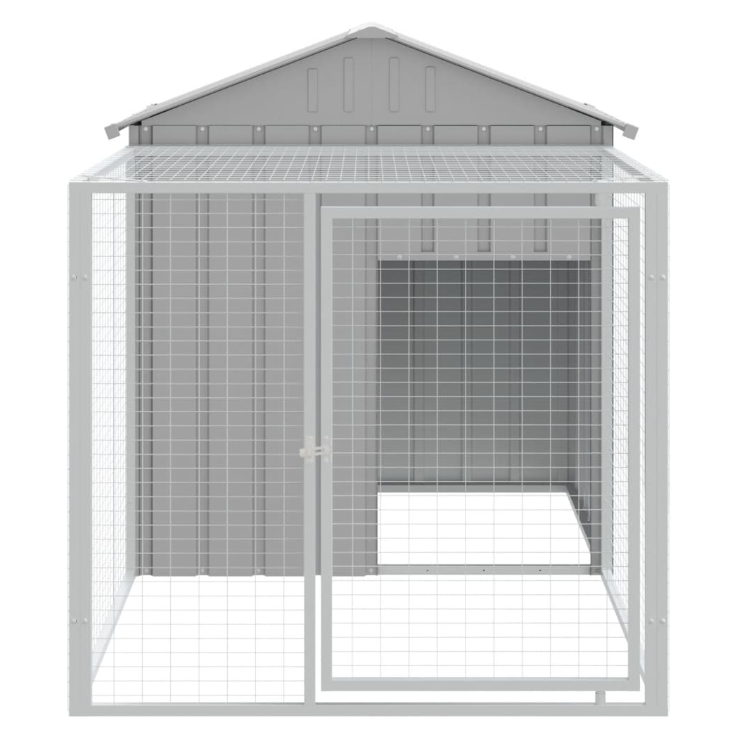Chicken Cage with Run Light Grey 117x201x123 cm Galvanised Steel