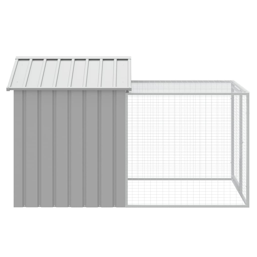 Chicken Cage with Run Light Grey 117x201x123 cm Galvanised Steel