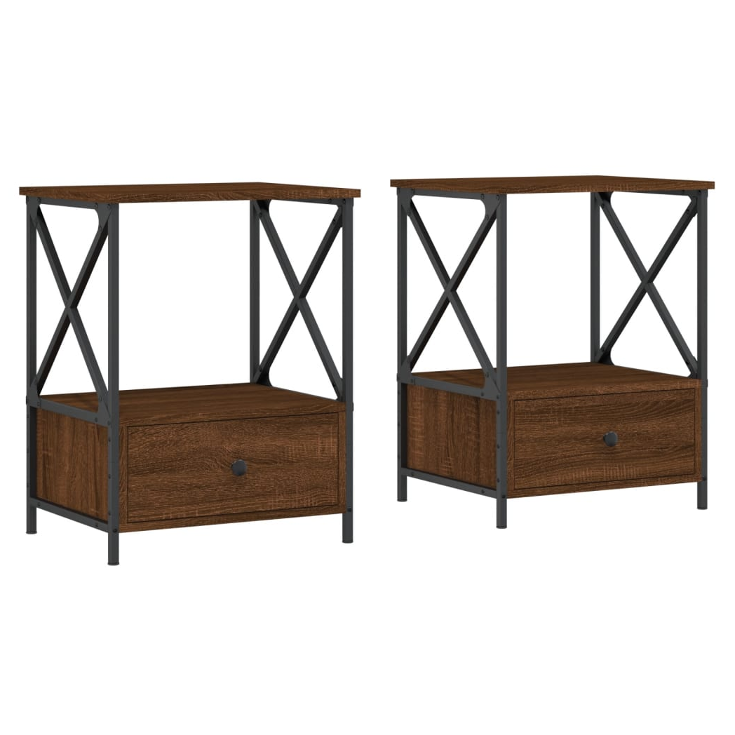 Bedside Tables 2 pcs Brown Oak 50x41x65 cm Engineered Wood