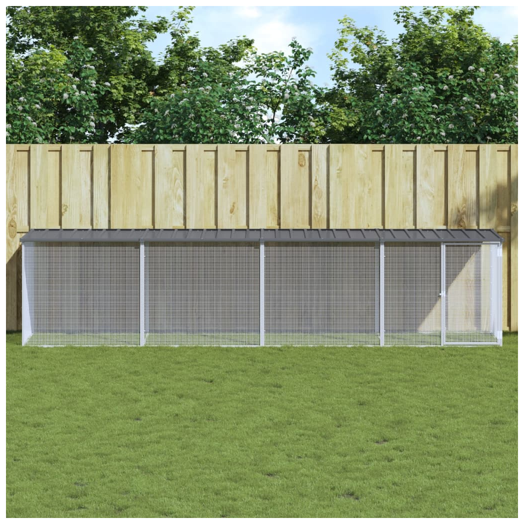 Chicken Cage with Roof Anthracite 403x98x90 cm Galvanised Steel