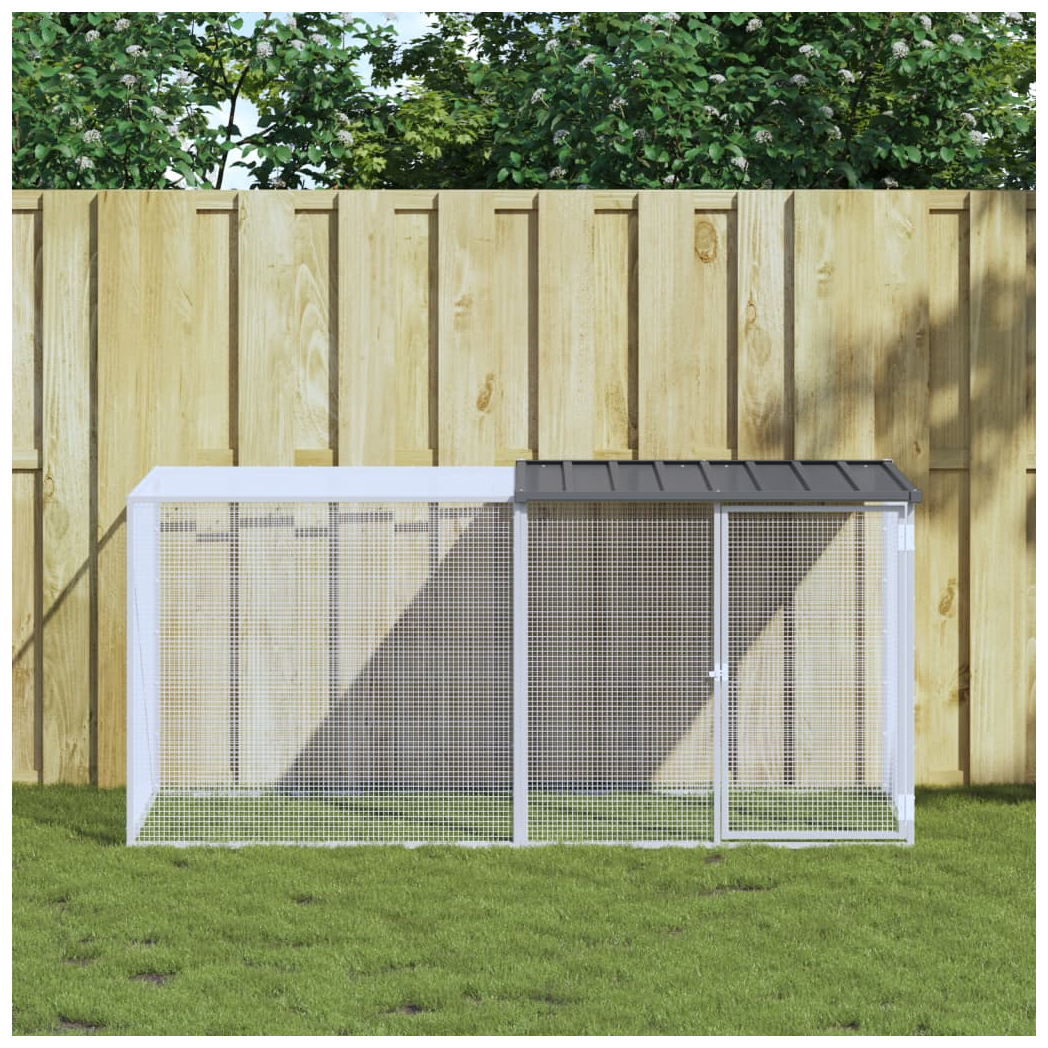Chicken Cage with Roof Anthracite 203x98x90 cm Galvanised Steel